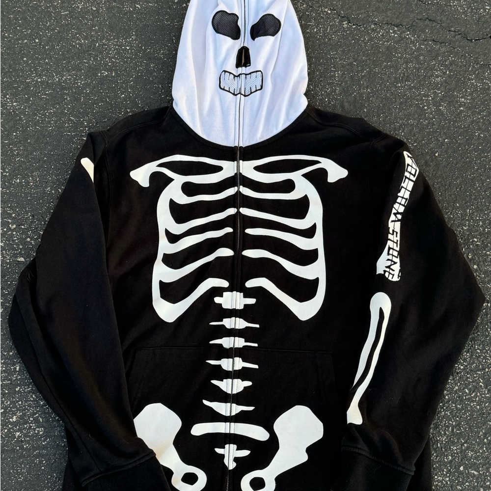 Volcom Stone Boys Skeleton Skeletal Body Face full Zip Hoodie Sweatshirt Size LG